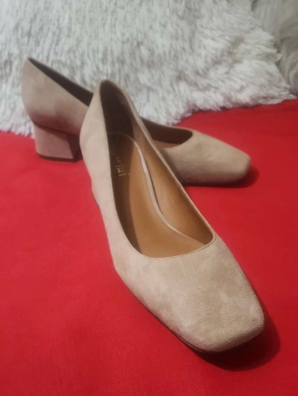 J. McLaughlin Cassey Beige Suede Block Heel Pumps